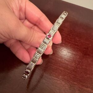 ariva fine jewelry rhodolite garnet infinity bangle bracelet 8 1/4 size